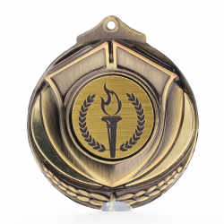 Two Tone Victory Torch Medal 50mm Gold