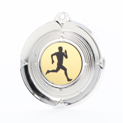 Deluxe Male Runner Medal 50mm Silver