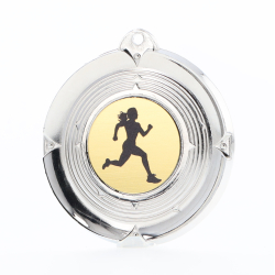 Deluxe Female Runner Medal 50mm Silver