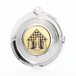 Deluxe Chess Medal 50mm Silver