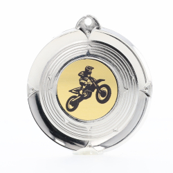 Deluxe Motorcross Medal 50mm Silver