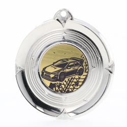 Deluxe Rally Car Medal 50mm Silver