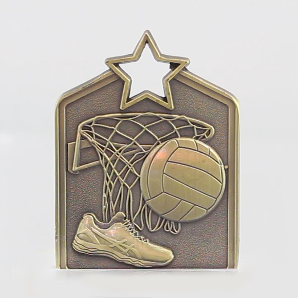 Shield Medal Netball 60mm Gold