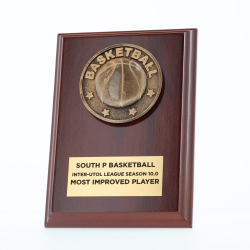 Spartan Basketball Walnut Plaque 150mm