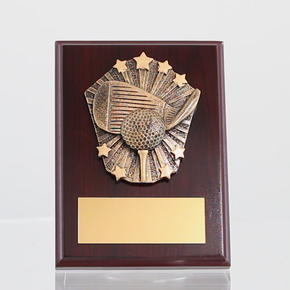 Cosmos Golf Walnut Plaque 175mm