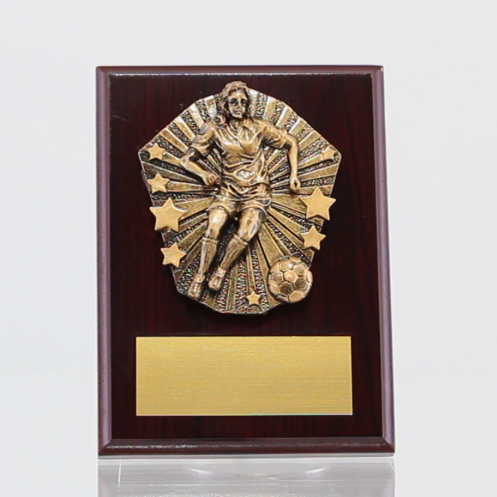 Cosmos Soccer Female Walnut Plaque 150mm