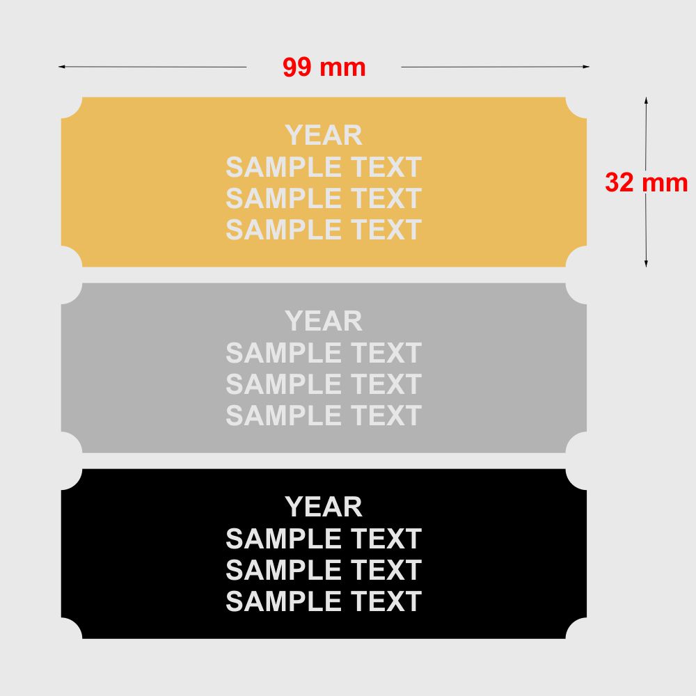 Engraved Aluminium Plate (Silver) - 99mm x 32mm Concave Corners 32mm