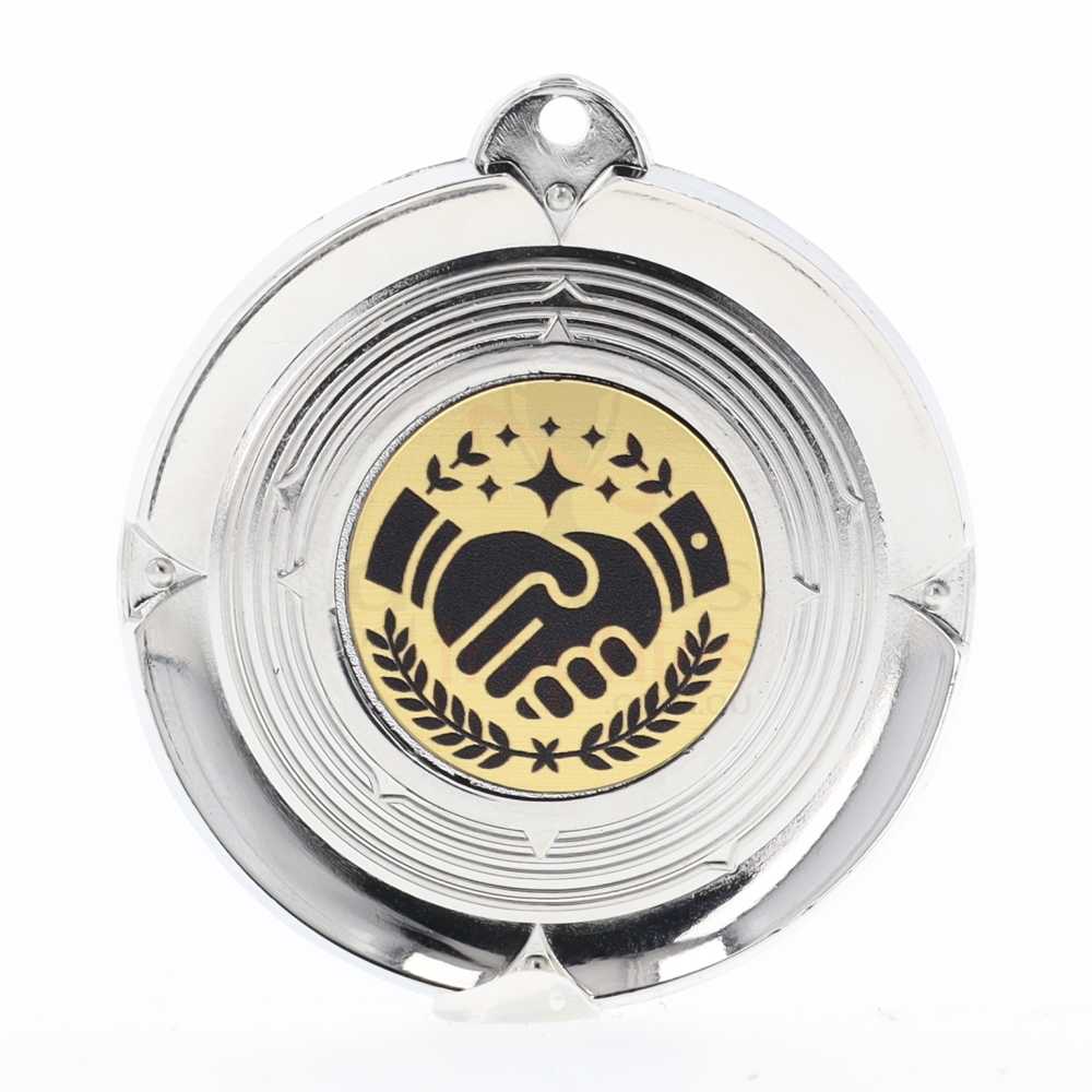 Deluxe Handshake Medal 50mm Silver 