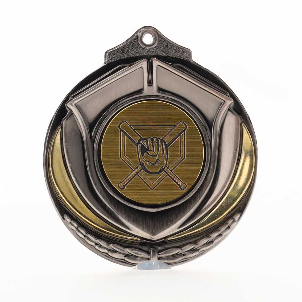 Two Tone Baseball Medal 50mm Silver