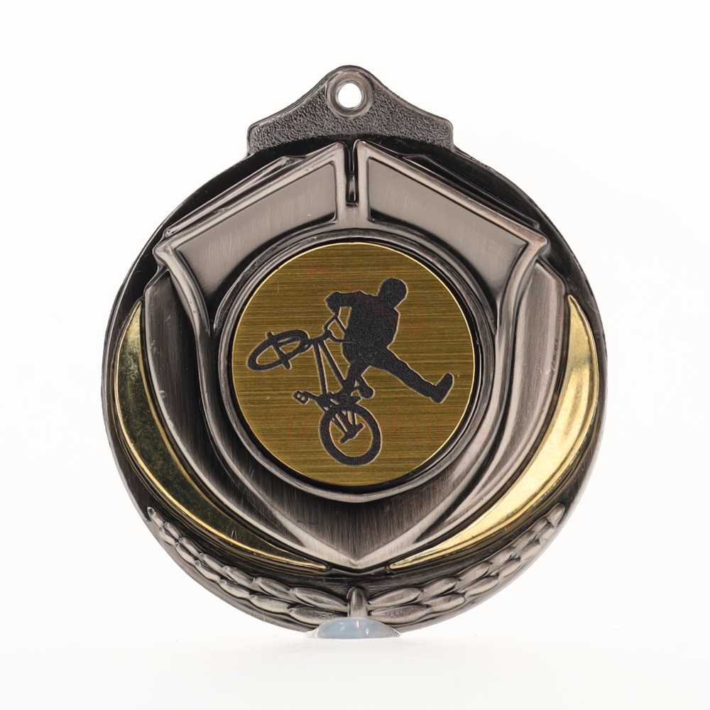 Two Tone BMX Medal 50mm Silver