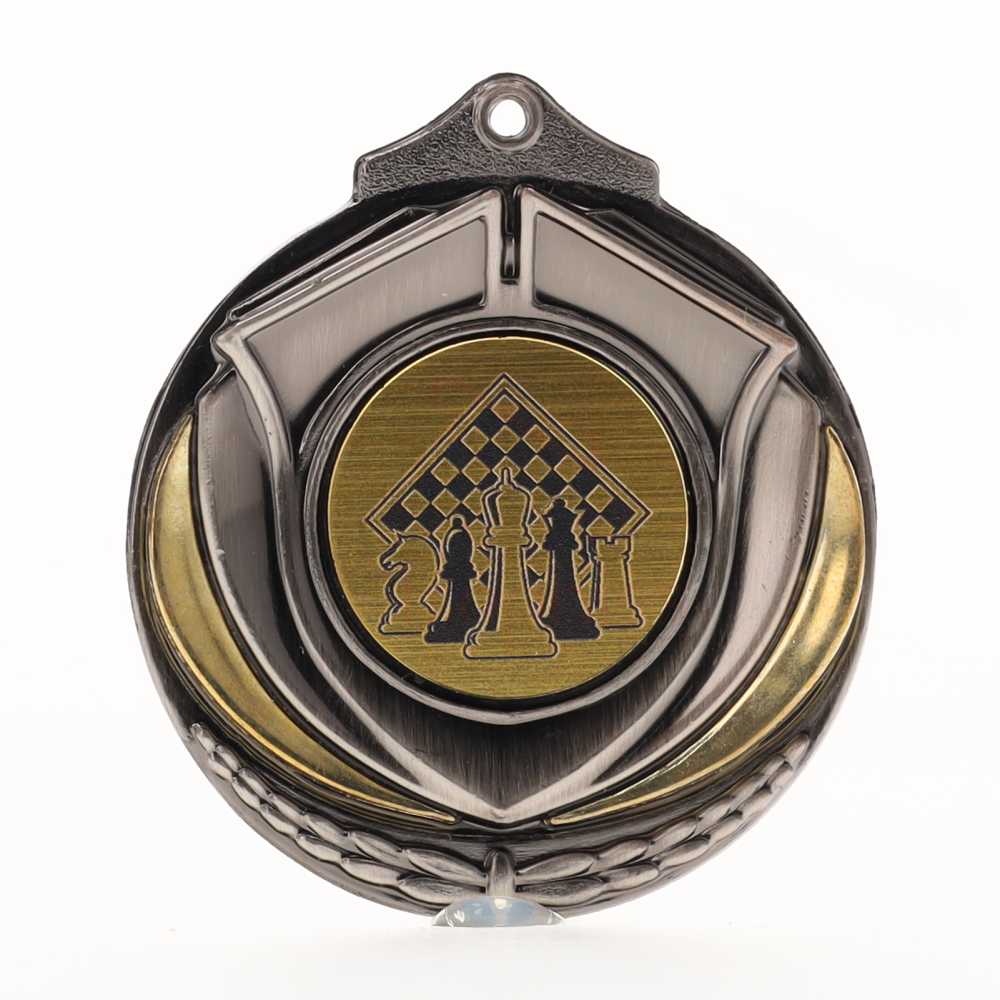 Two Tone Chess Medal 50mm Silver