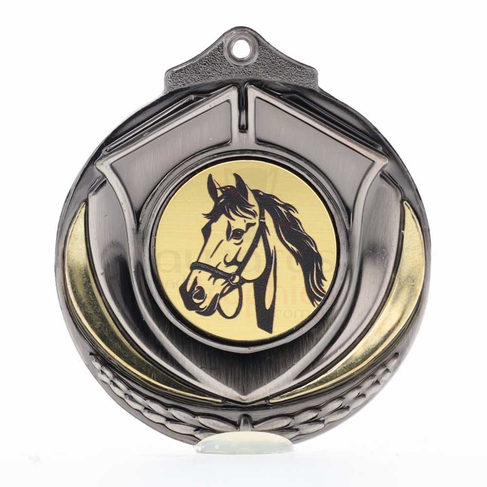 Two Tone Equestrian Medal 50mm Silver