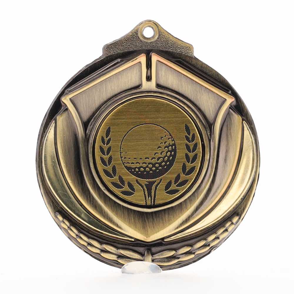 Two Tone Golf Medal 50mm Gold