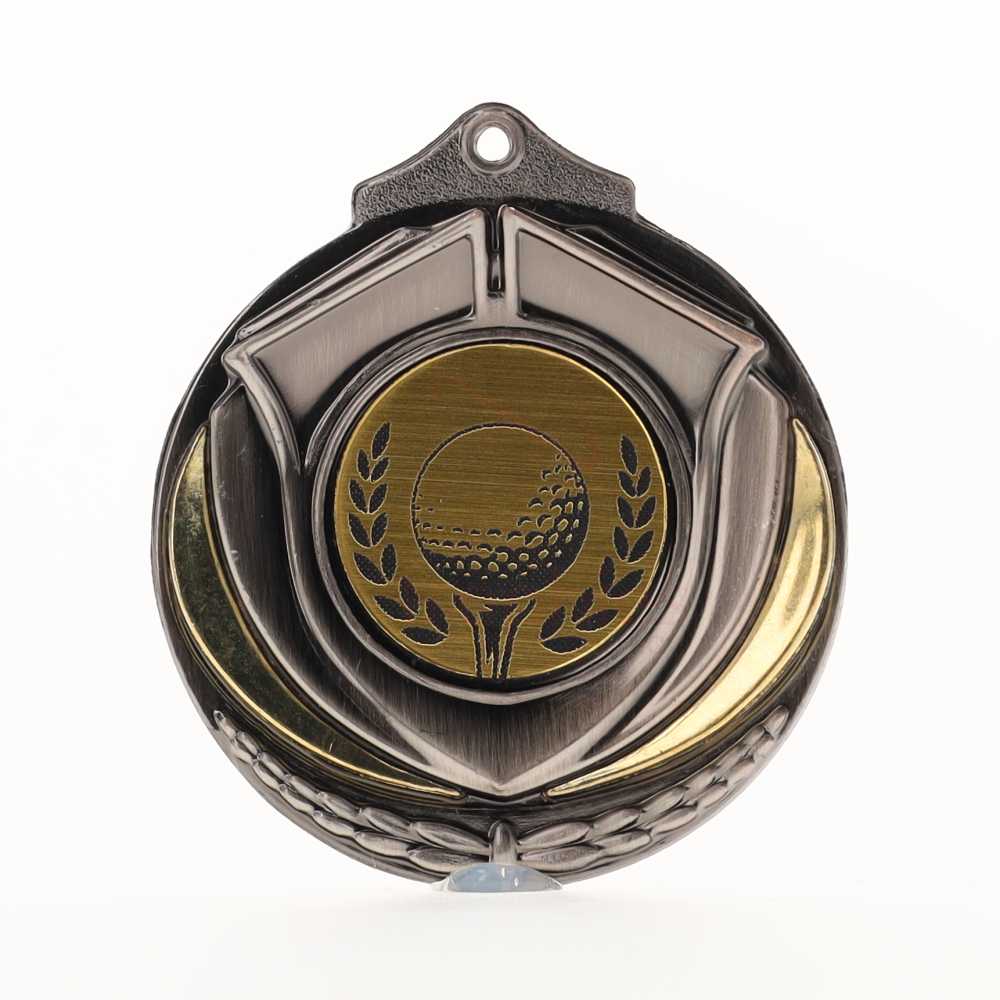 Two Tone Golf Medal 50mm Silver