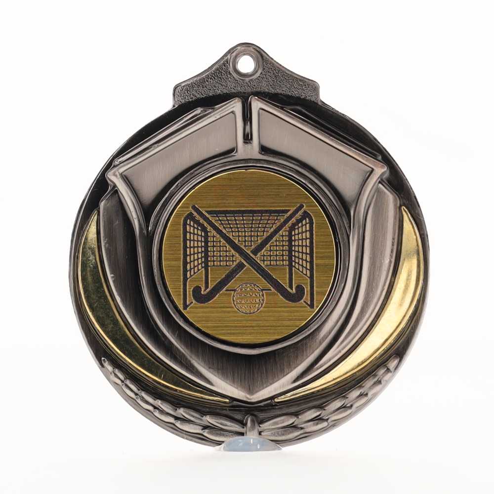 Two Tone Hockey Medal 50mm Silver