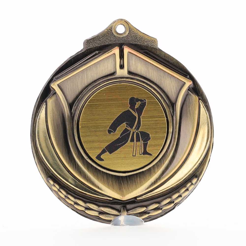 Two Tone Karate Medal 50mm Gold