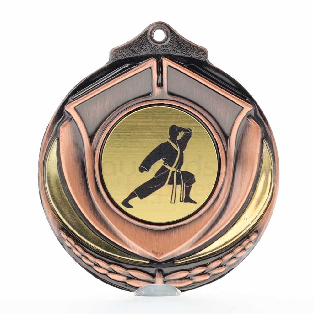 Two Tone Karate Medal 50mm Bronze