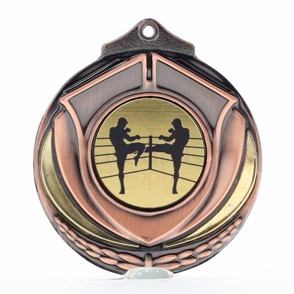 Two Tone Kick Boxing Medal 50mm Bronze