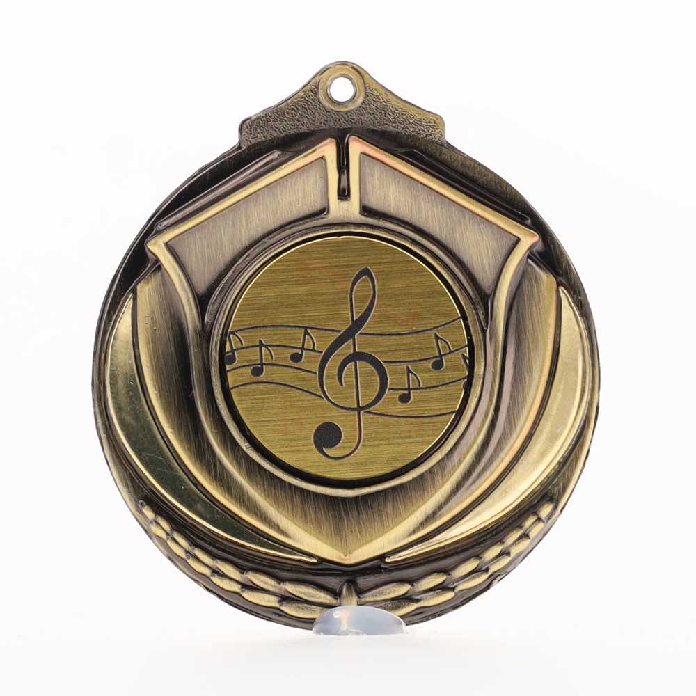 Two Tone Music Medal 50mm Gold