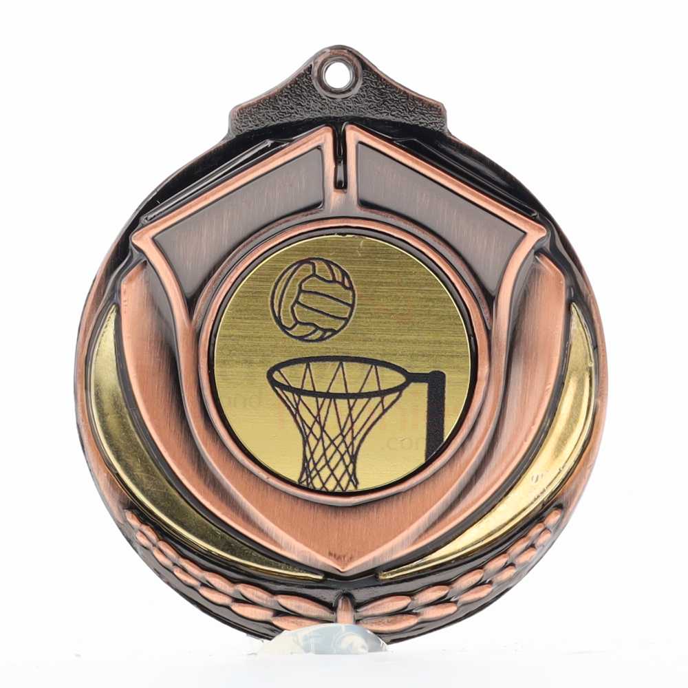 Two Tone Netball Medal 50mm Bronze