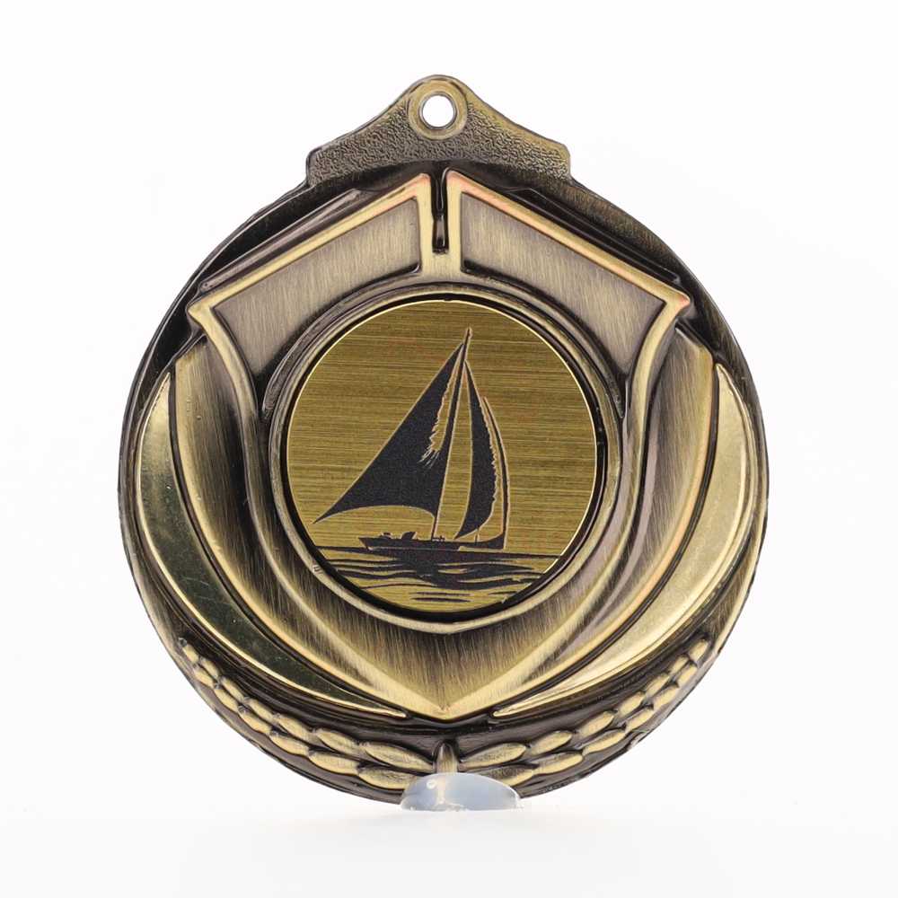 Two Tone Sailing Medal 50mm Gold