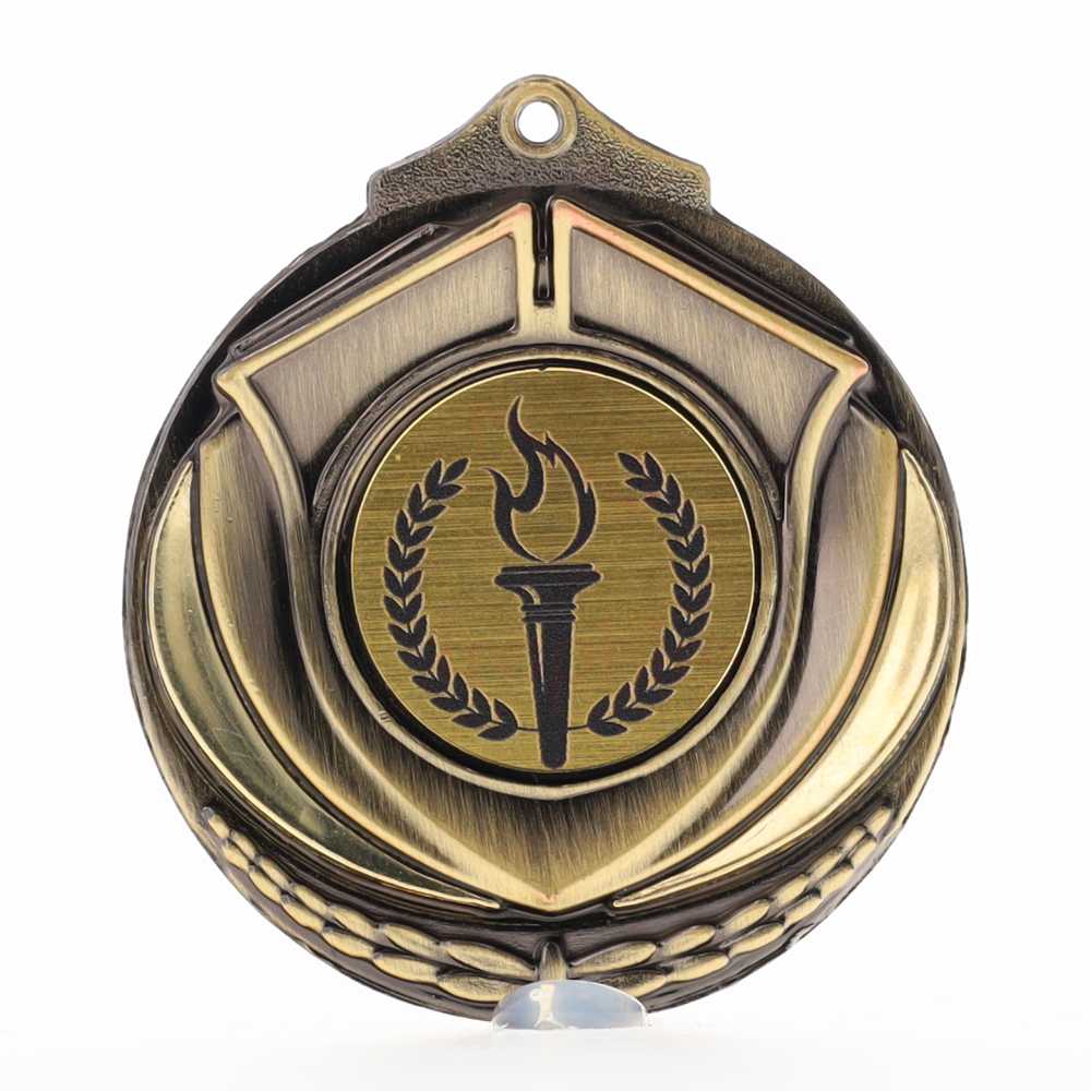 Two Tone Victory Torch Medal 50mm Gold