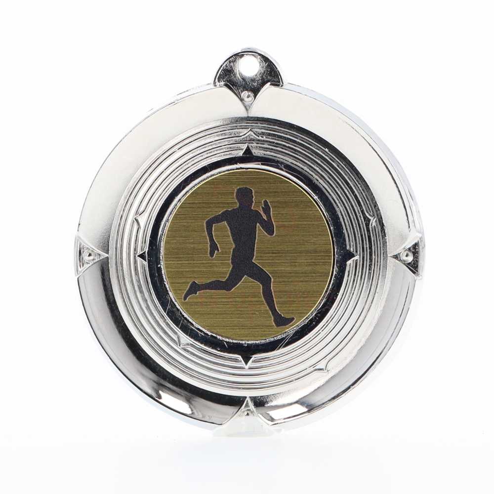 Deluxe Male Runner Medal 50mm Silver