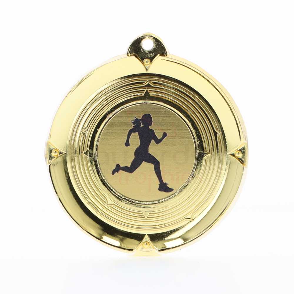 Deluxe Female Runner Medal 50mm Gold