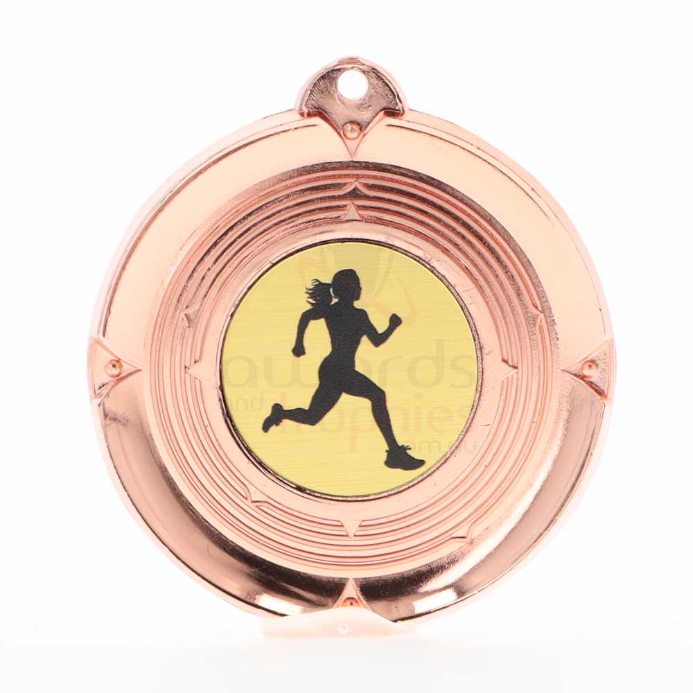 Deluxe Female Runner Medal 50mm Bronze