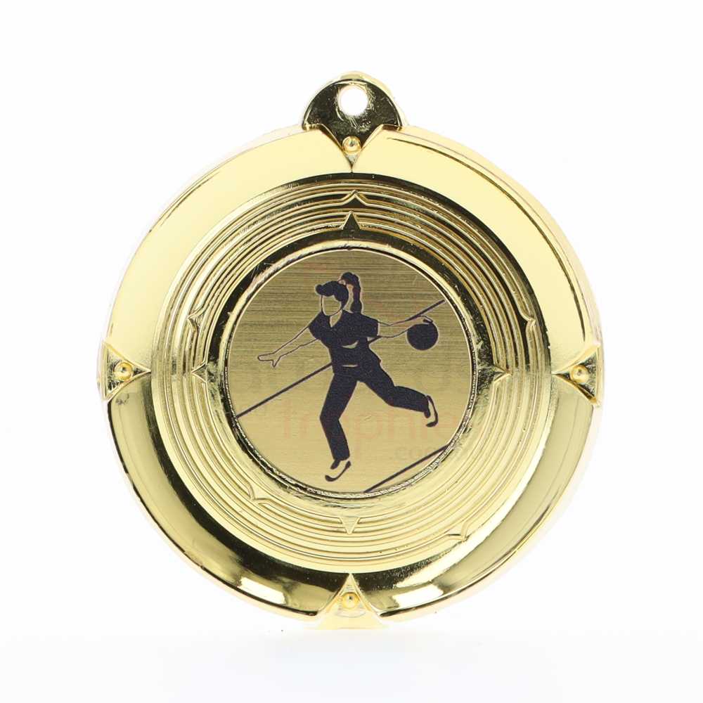 Deluxe Tenpin Female Medal 50mm Gold