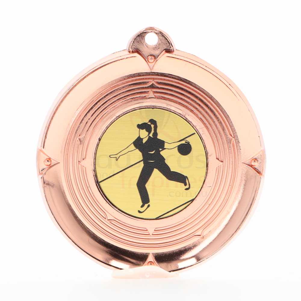 Deluxe Tenpin Female Medal 50mm Bronze