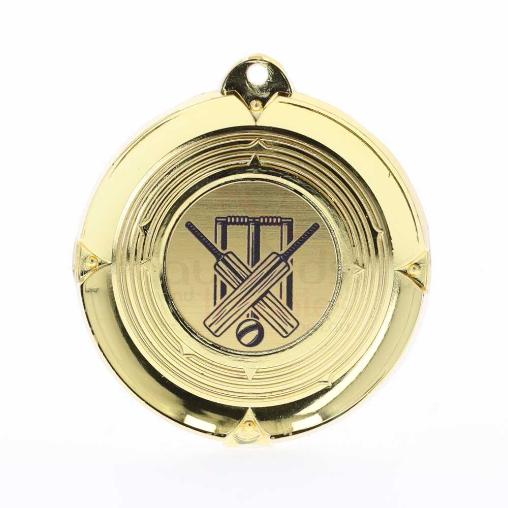 Deluxe Cricket Medal 50mm Gold