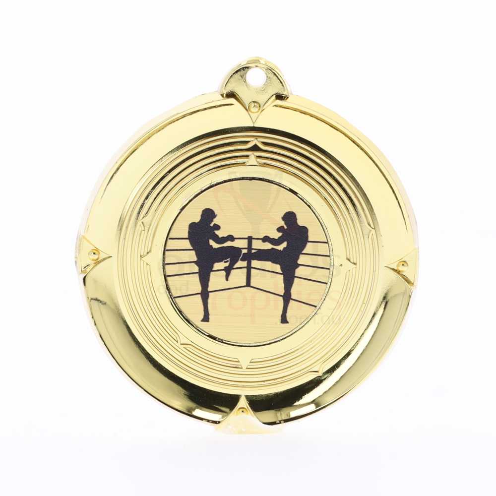 Deluxe Kickboxing Medal 50mm Gold