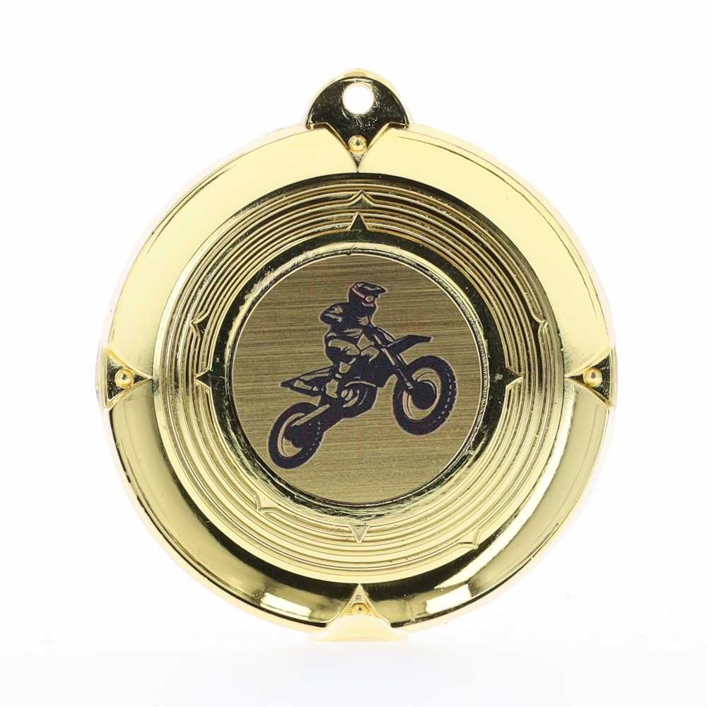 Deluxe Motorcross Medal 50mm Gold