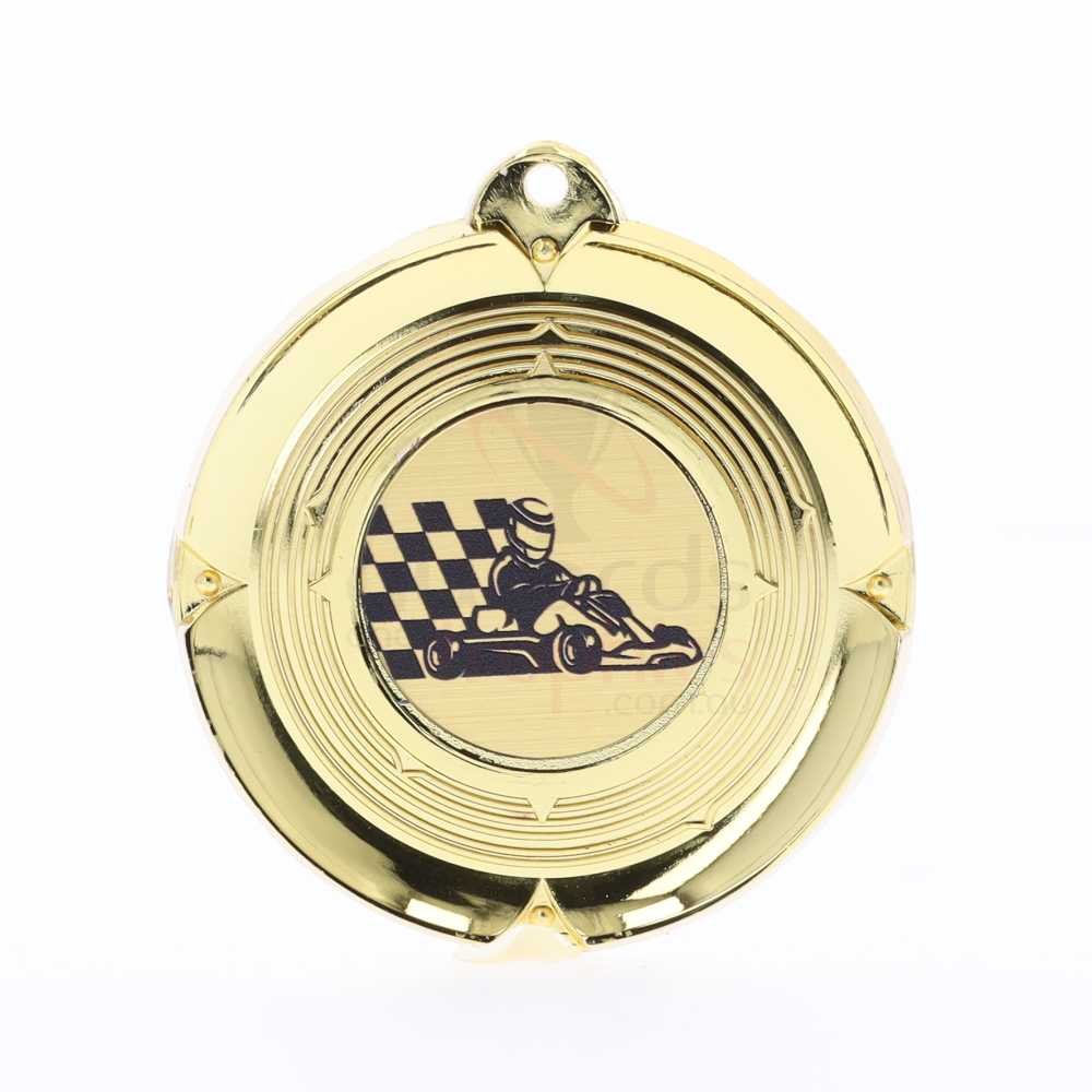 Deluxe Go Karting Medal 50mm Gold