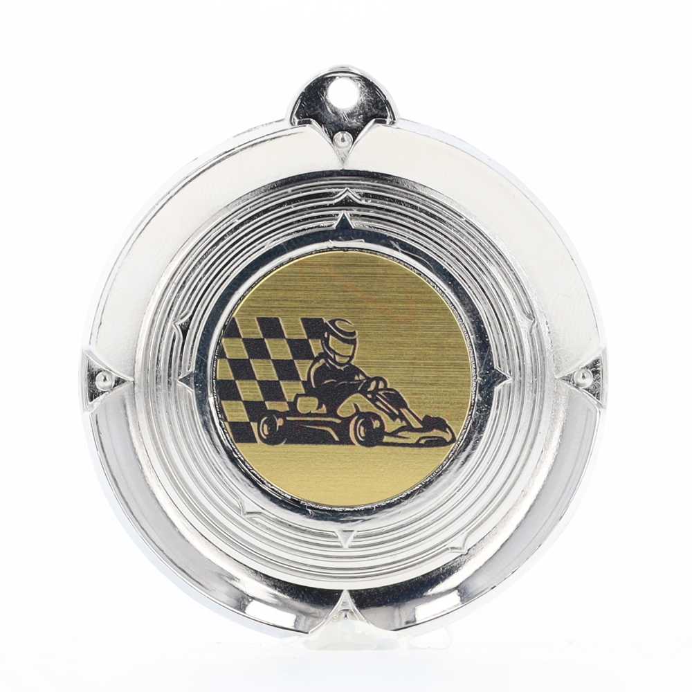 Deluxe Go Karting Medal 50mm Silver