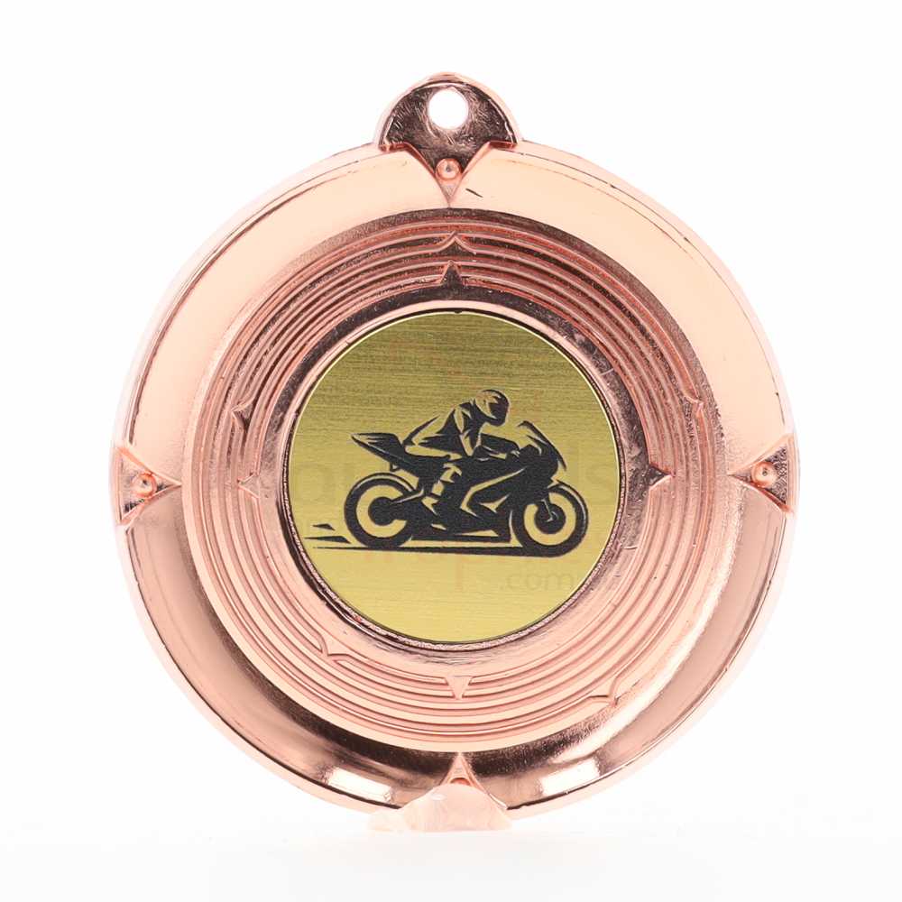 Deluxe Motorbike Medal 50mm Bronze