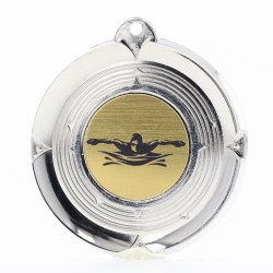 Deluxe Male Swimming Medal 50mm Silver