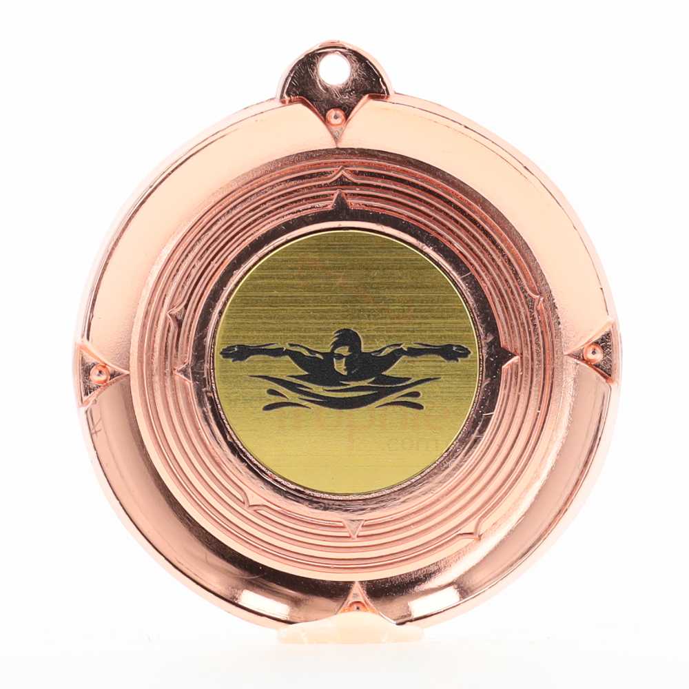 Deluxe Male Swimming Medal 50mm Bronze