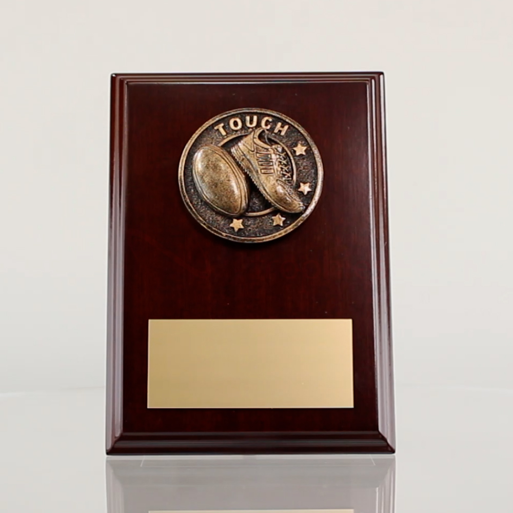 Spartan Touch Football Walnut Plaque 150mm