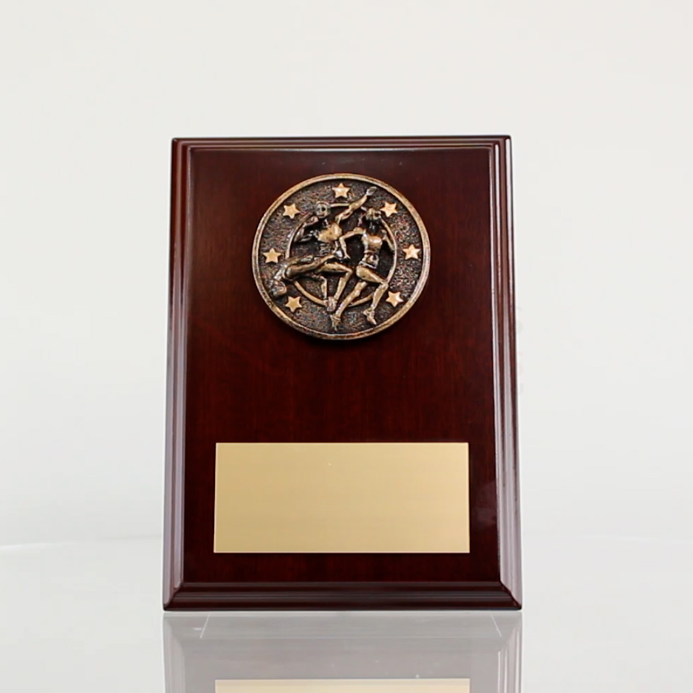 Spartan Track & Field Walnut Plaque 150mm