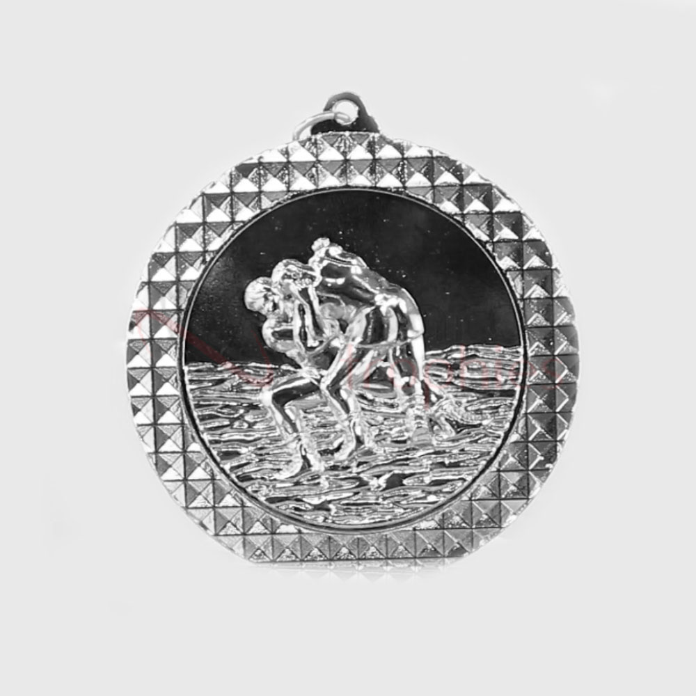 Wrestling Facet Medal Silver 70mm