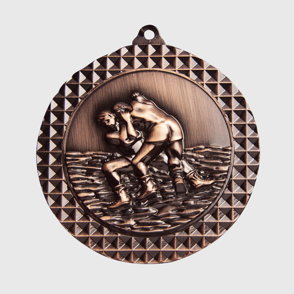 Wrestling Facet Medal Bronze 70mm