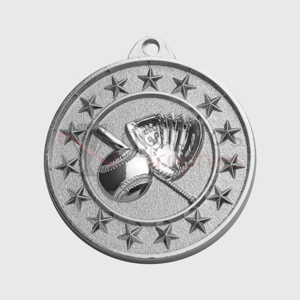 Baseball Starry Medal Silver 50mm