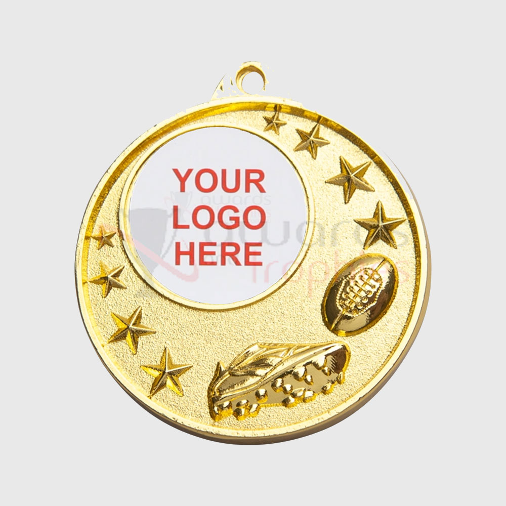 AFL Logo Starry Medal Gold 50mm