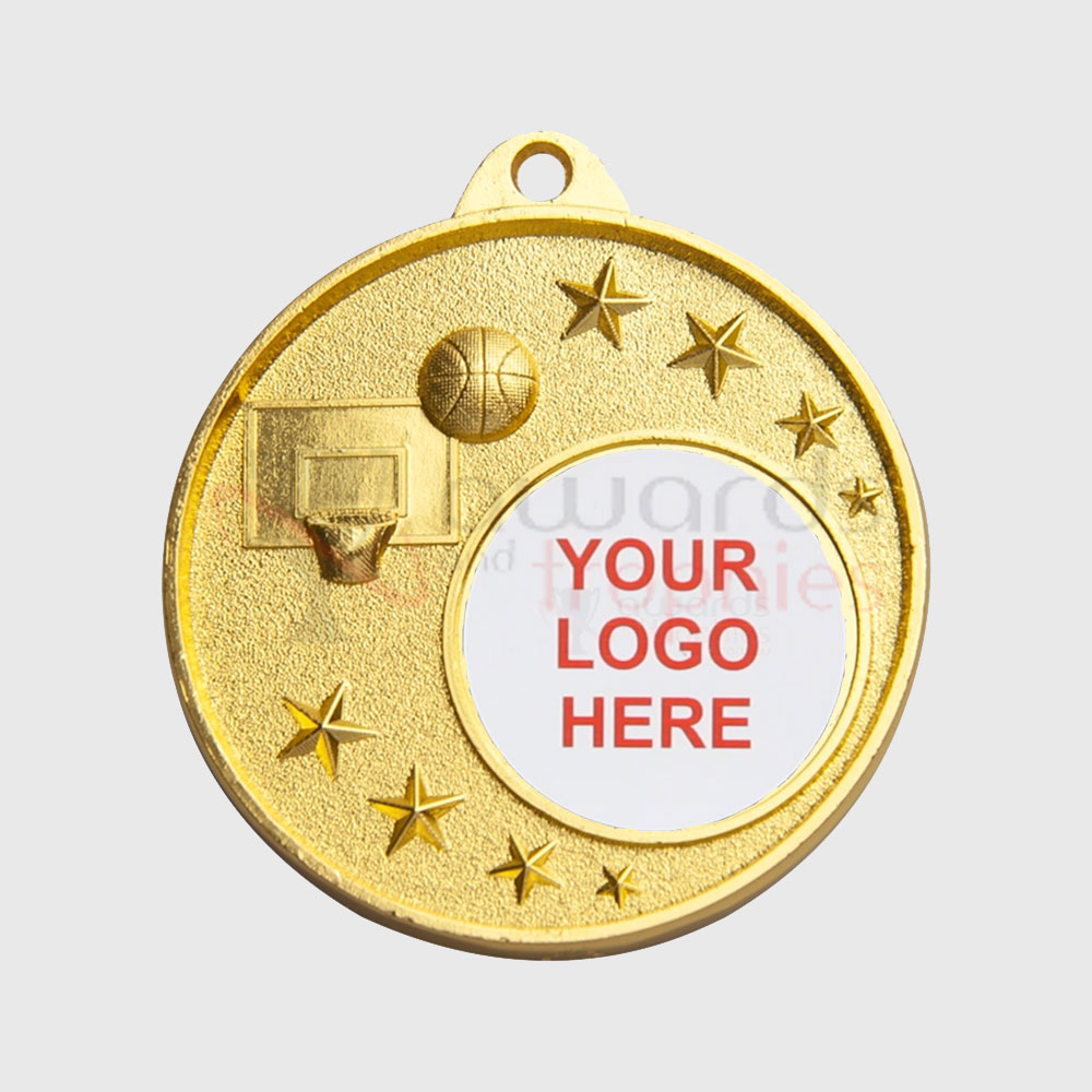 Basketball Logo Starry Medal Gold 50mm