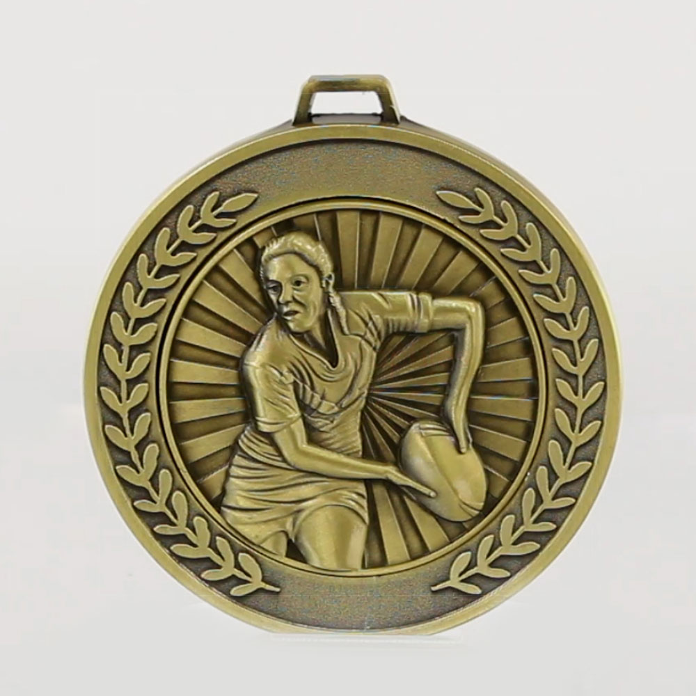 Heavyweight Rugby Female Medal 70mm Gold