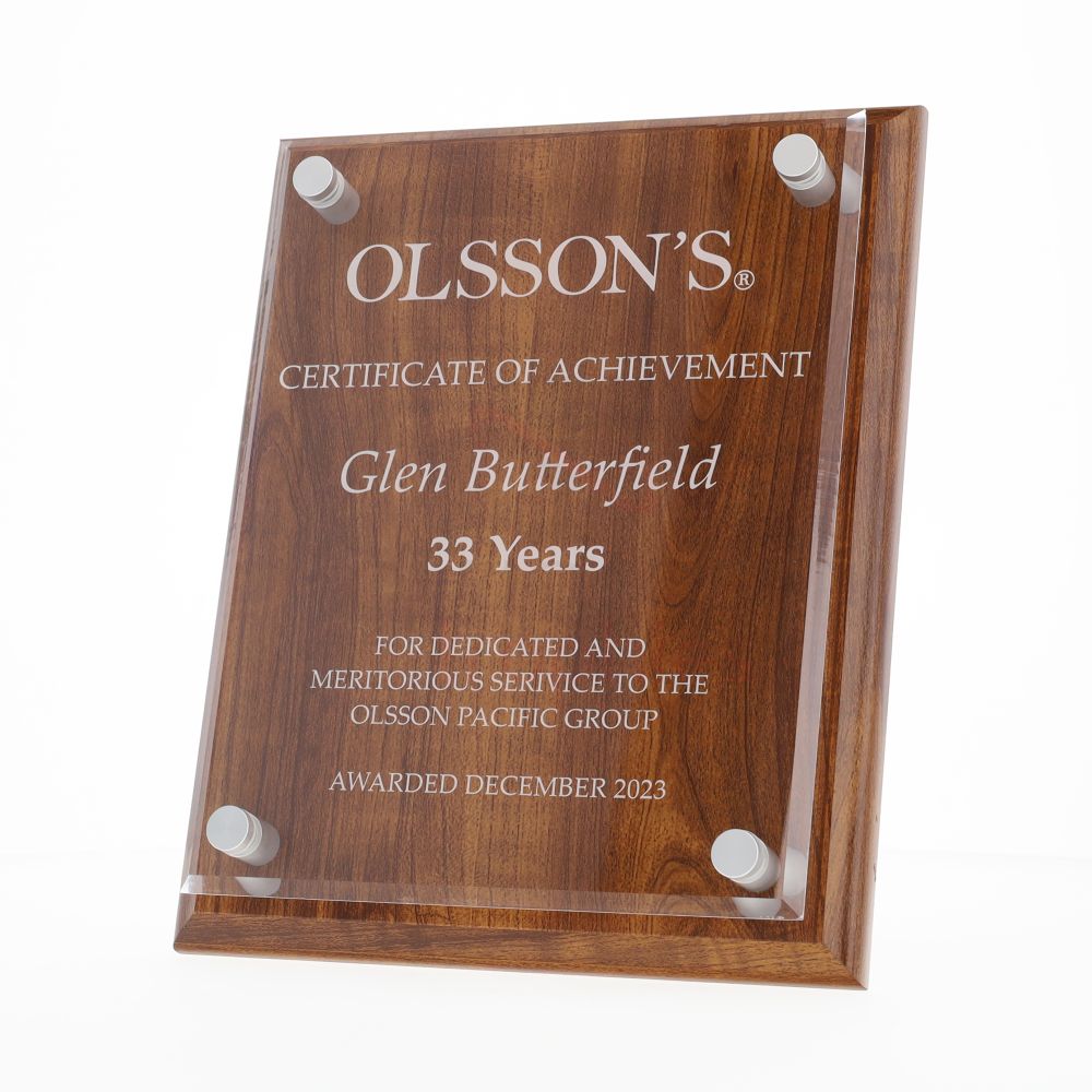 Artisan Walnut & Acrylic Plaque 200mm