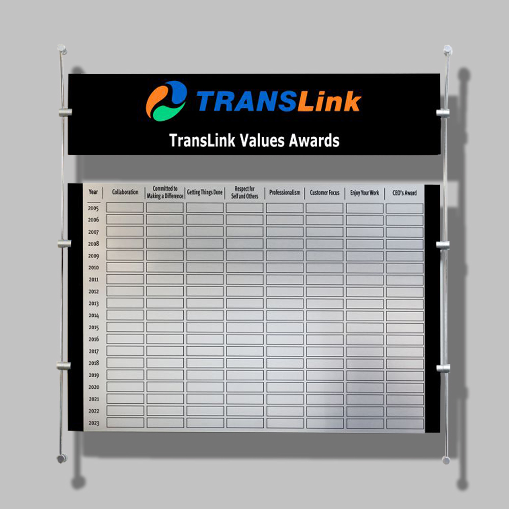 Ultra Acrylic & Chrome Honour Board 1000x1000mm