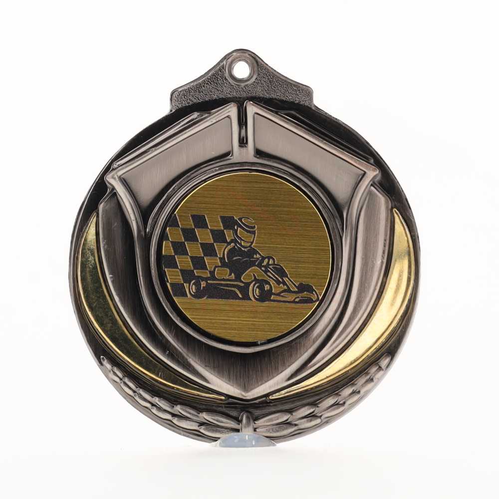 Two Tone Silver Medal 50mm - Go Kart